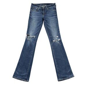 American Eagle Jeans Womens 6 Skinny Kick Super Stretch Distressed Denim